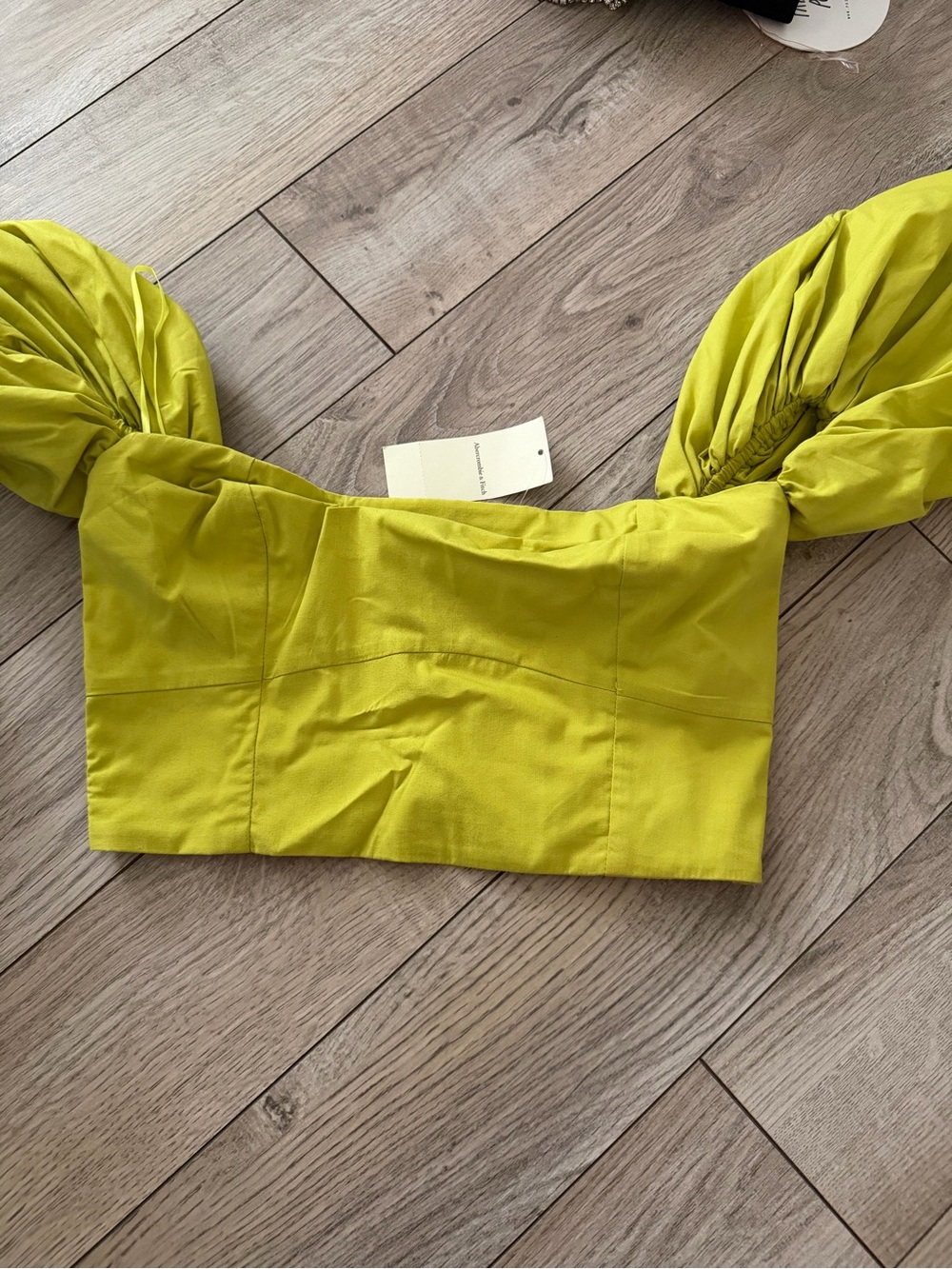 Lime Puff-Sleeve Crop Top